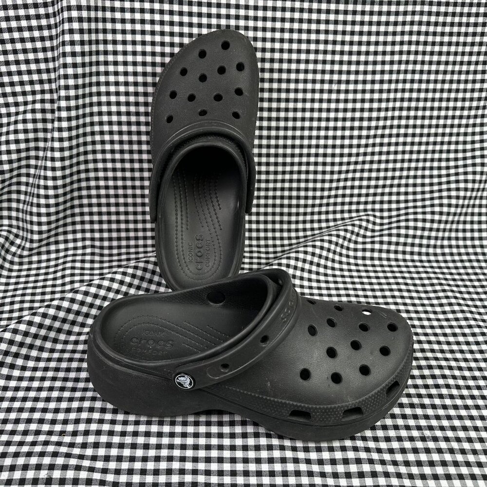 Crocs Black Plain Platform Clog Mule Outdoor Wash… - image 1